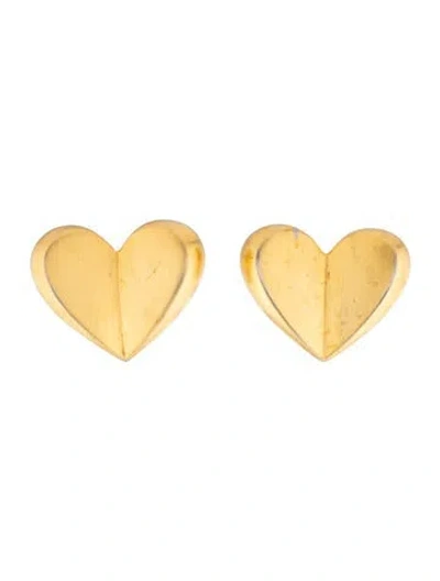Pre-owned Givenchy Vintage Brushed Heart Clip-on Earrings In Multicolor