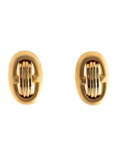 Pre-owned Givenchy Vintage Chunky Ribbed Clip-on Earrings In Multi