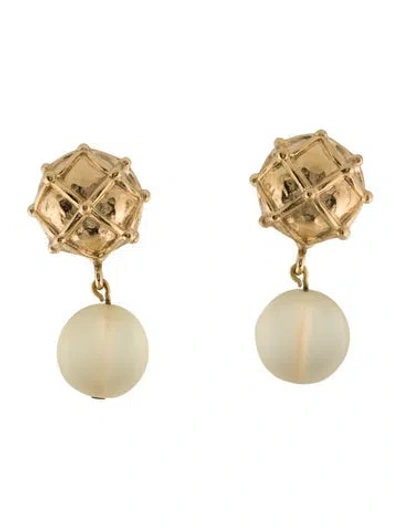 Pre-owned Givenchy Vintage Clip-on Drop Earrings In Yellow
