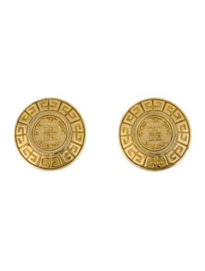 Pre-owned Givenchy Vintage Coin Logo Clip On Earrings In Multi