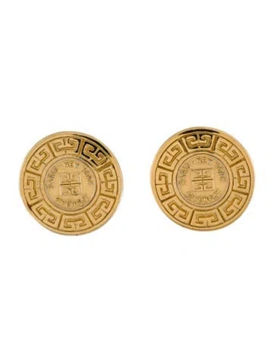 Pre-owned Givenchy Vintage Coin Logo Clip-on Earrings In Multi