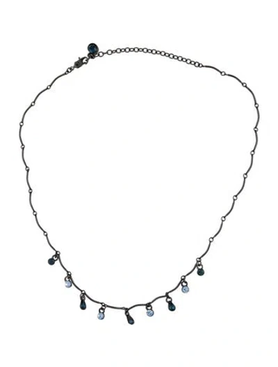 Pre-owned Givenchy Vintage Crystal 4g Collar Necklace, 17.5" In Blue