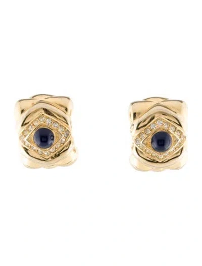 Pre-owned Givenchy Vintage Crystal & Resin Clip-on Earrings In Multi