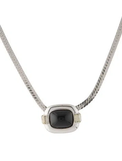 Pre-owned Givenchy Vintage Crystal & Resin Pendant Chain Necklace, 16" In Multi