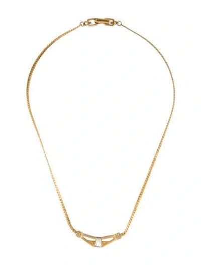 Pre-owned Givenchy Vintage Crystal Boomerang Necklace, 15.75" In Multi