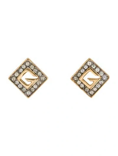 Pre-owned Givenchy Vintage Crystal Clip-on Earrings In Multi