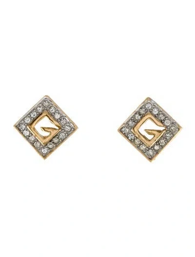 Pre-owned Givenchy Vintage Crystal Clip-on Earrings In Multi