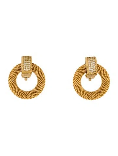 Pre-owned Givenchy Vintage Crystal Clip-on Earrings In Multi