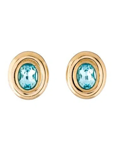 Pre-owned Givenchy Vintage Crystal Clip-on Earrings In Multicolor