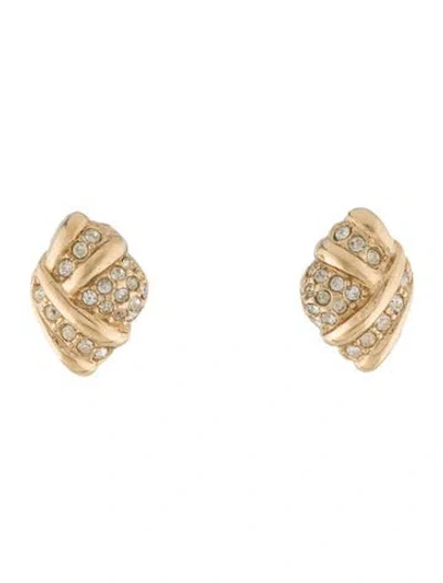 Pre-owned Givenchy Vintage Crystal Clip-on Earrings In Transparent