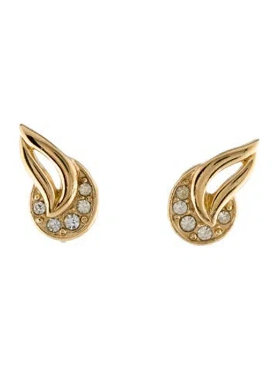 Pre-owned Givenchy Vintage Crystal Clip-on Earrings In Transparent