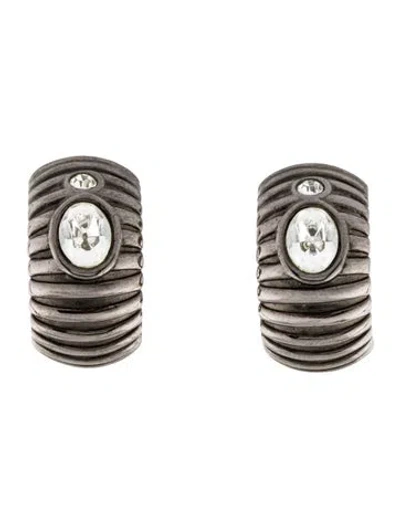 Pre-owned Givenchy Vintage Crystal Clip-on Earrings In Transparent