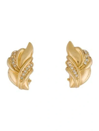 Pre-owned Givenchy Vintage Crystal Clip-on Earrings In Transparent