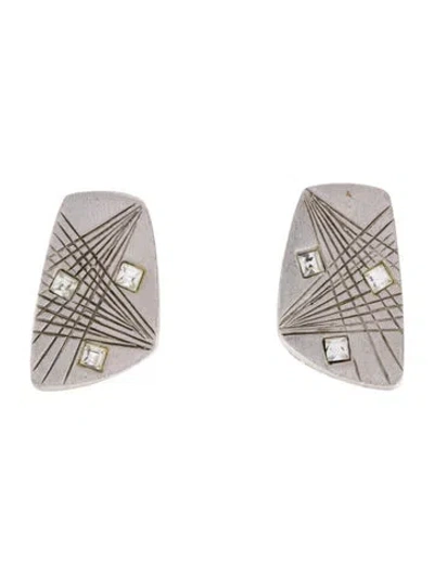Pre-owned Givenchy Vintage Crystal Clip-on Earrings In Transparent