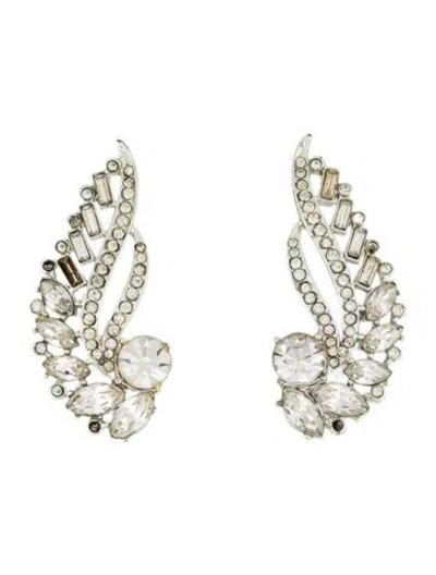 Pre-owned Givenchy Vintage Crystal Clip-on Earrings In Transparent