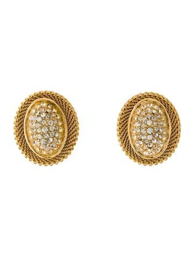 Pre-owned Givenchy Vintage Crystal Clip-on Earrings In Transparent