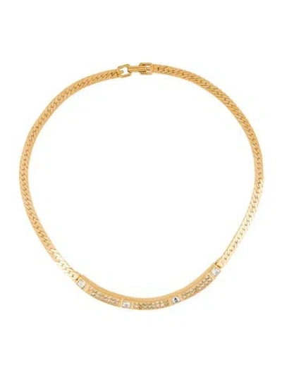 Pre-owned Givenchy Vintage Crystal Collar Necklace, 15" In Multi