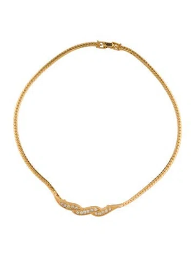 Pre-owned Givenchy Vintage Crystal Collar Necklace, 16" In Multi