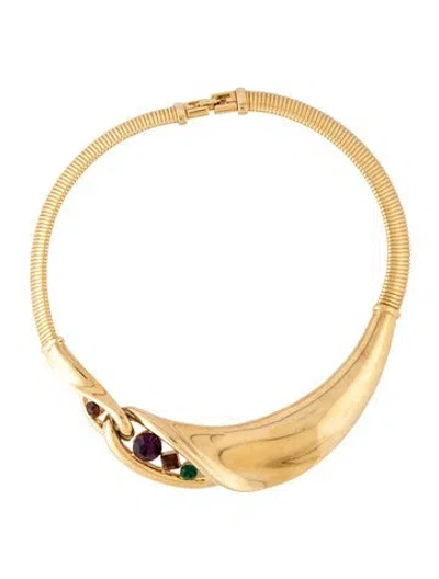 Pre-owned Givenchy Vintage Crystal Collar Necklace, 16" In Multi