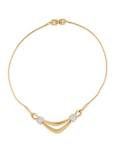 Pre-owned Givenchy Vintage Crystal Collar Necklace, 16" In Transparent