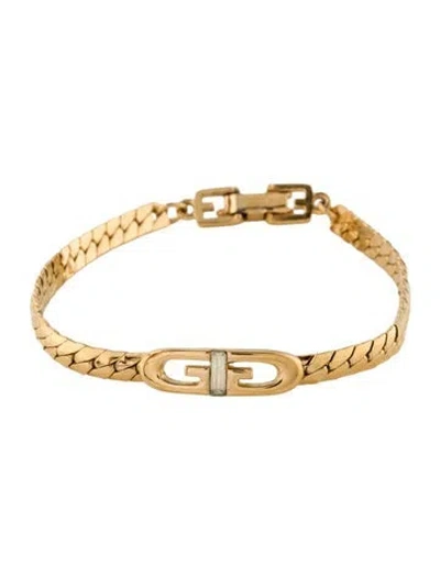 Pre-owned Givenchy Vintage Crystal Double G Link Bracelet, 6.5" In Multi