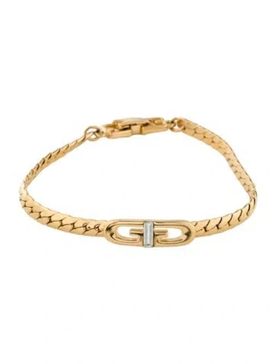 Pre-owned Givenchy Vintage Crystal Double G Link Bracelet, 6.5" In Transparent