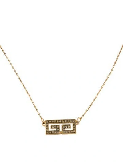 Pre-owned Givenchy Vintage Crystal Double G Logo Necklace, 14" In Multi