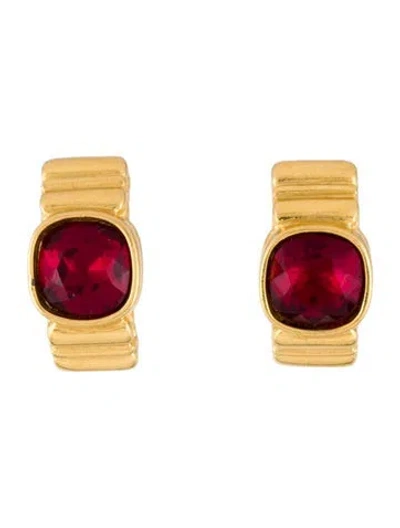 Pre-owned Givenchy Vintage Crystal Drop Earrings In Red