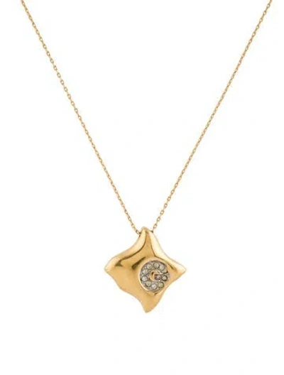 Pre-owned Givenchy Vintage Crystal 'g' Abstract Pendant, 16" In Transparent