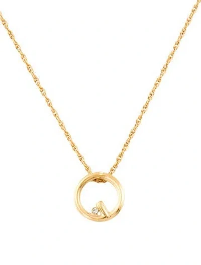 Pre-owned Givenchy Vintage Crystal G Circle Pendant Necklace, 16" In Transparent