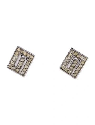 Pre-owned Givenchy Vintage Crystal G Clip-on Earrings In Multi
