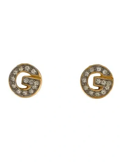 Pre-owned Givenchy Vintage Crystal 'g' Clip-on Earrings In Multicolor
