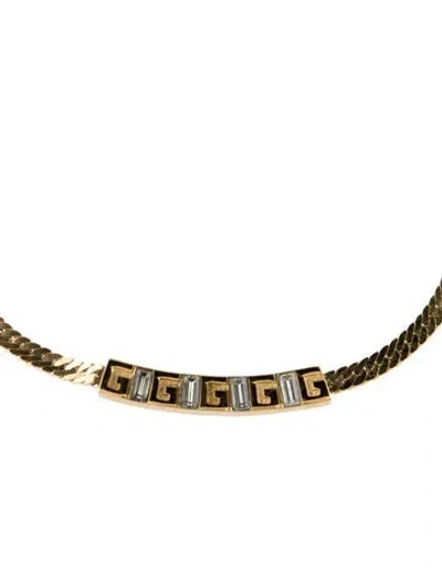 Pre-owned Givenchy Vintage Crystal G Collar Necklace, 15" In Multi