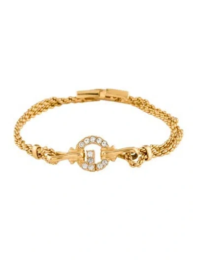 Pre-owned Givenchy Vintage Crystal G Link Bracelet, 6.5" In Multi
