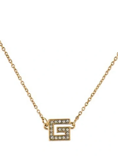 Pre-owned Givenchy Vintage Crystal G Pendant Necklace, 14.75" In Transparent