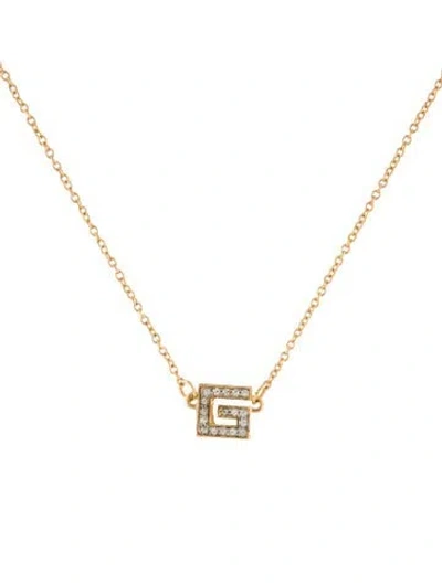 Pre-owned Givenchy Vintage Crystal G Pendant Necklace, 15.25" In Transparent