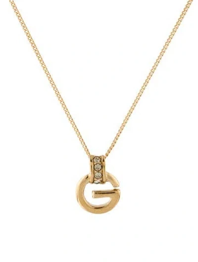Pre-owned Givenchy Vintage Crystal 'g' Pendant Necklace, 15.5" In Multi