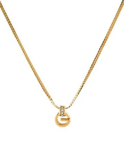 Pre-owned Givenchy Vintage Crystal 'g' Pendant Necklace, 15.5" In Multi