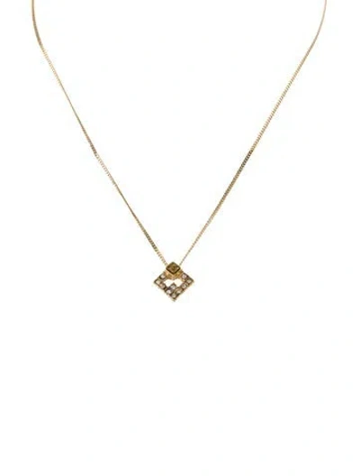 Pre-owned Givenchy Vintage Crystal G Pendant Necklace, 15.5" In Multi