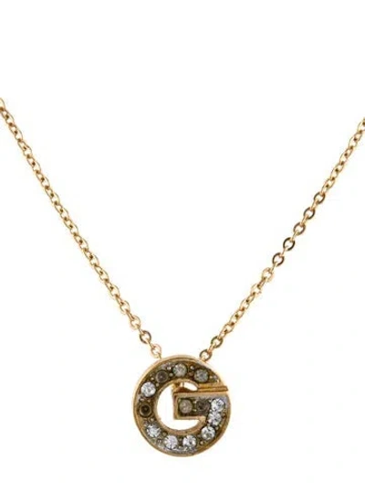 Pre-owned Givenchy Vintage Crystal 'g' Pendant Necklace, 15.5" In Multi