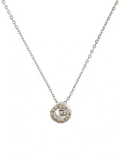 Pre-owned Givenchy Vintage Crystal G Pendant Necklace, 15.5" In Transparent