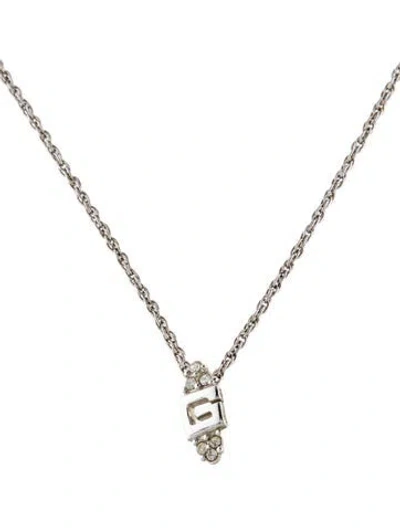 Pre-owned Givenchy Vintage Crystal G Pendant Necklace, 15.75" In Multi