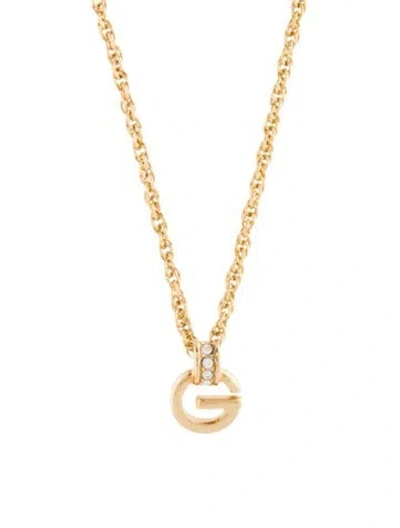 Pre-owned Givenchy Vintage Crystal 'g' Pendant Necklace, 15.75" In Multi
