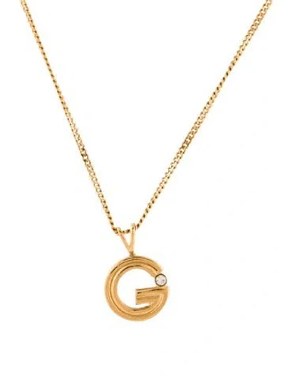 Pre-owned Givenchy Vintage Crystal G Pendant Necklace, 16" In Multi