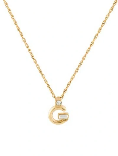 Pre-owned Givenchy Vintage Crystal G Pendant Necklace, 16" In Multi