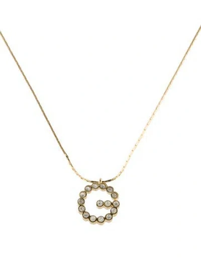 Pre-owned Givenchy Vintage Crystal G Pendant Necklace, 16" In Multi