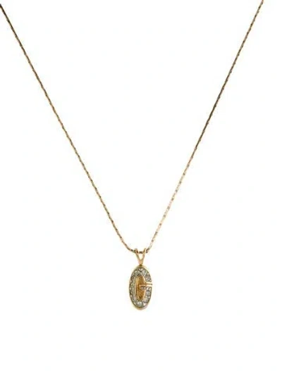 Pre-owned Givenchy Vintage Crystal G Pendant Necklace, 16" In Multi