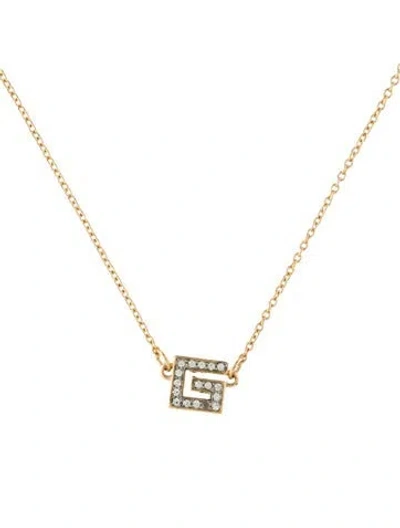 Pre-owned Givenchy Vintage Crystal G Pendant Necklace, 16" In Multi