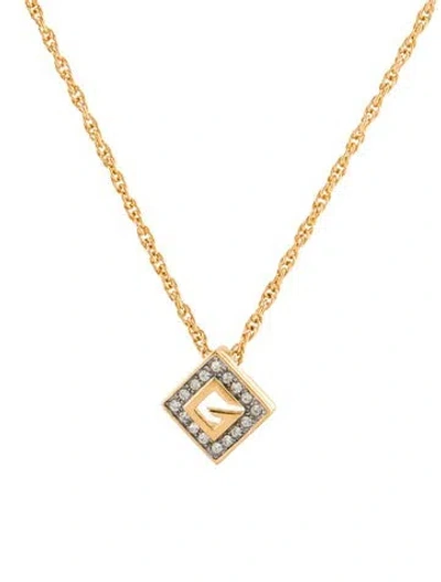 Pre-owned Givenchy Vintage Crystal G Pendant Necklace, 16" In Multi