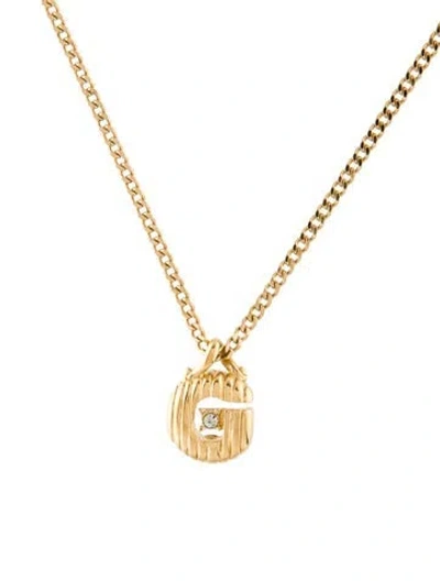 Pre-owned Givenchy Vintage Crystal G Pendant Necklace, 16" In Multi
